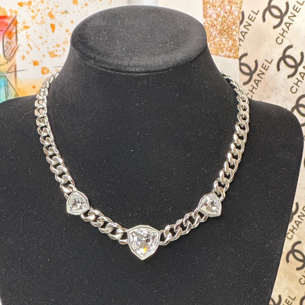 Givenchy Silver tone Necklace with Interlocking Design